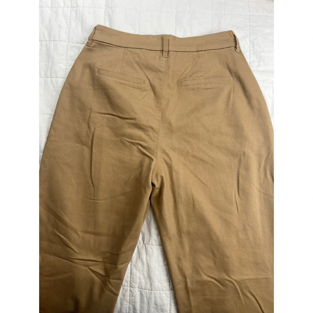 AND NOW THIS Womens Tan Pleated High Waisted Pants Size 6‎ Cotton Blend